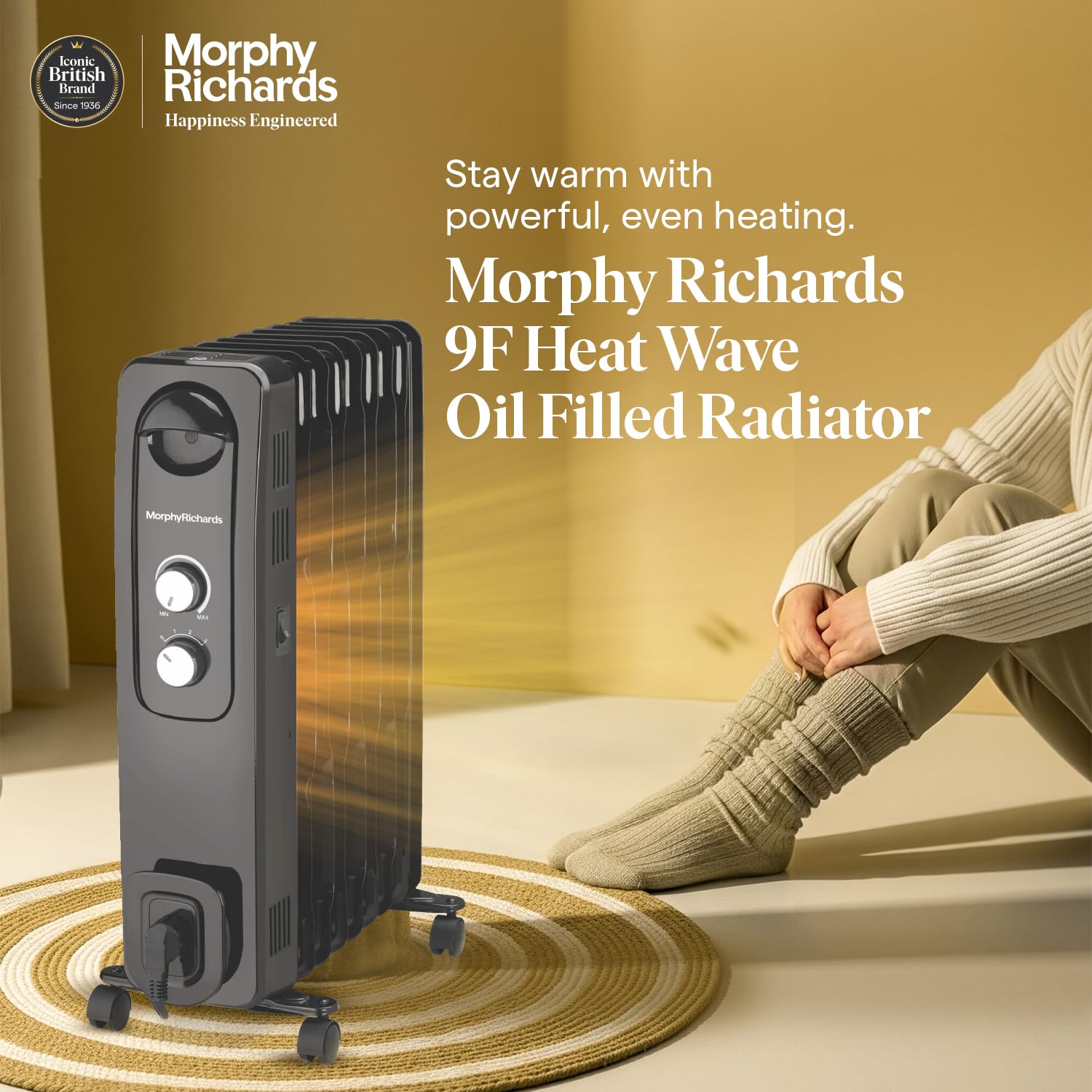 Morphy Richards OFR Room Heater, 9F WAVE FIN Fin 2400 Watts Oil Filled Room Heater with 400W PTC Ceramic Fan Heater, ISI Approved (Black) Mahajan Electronics Online