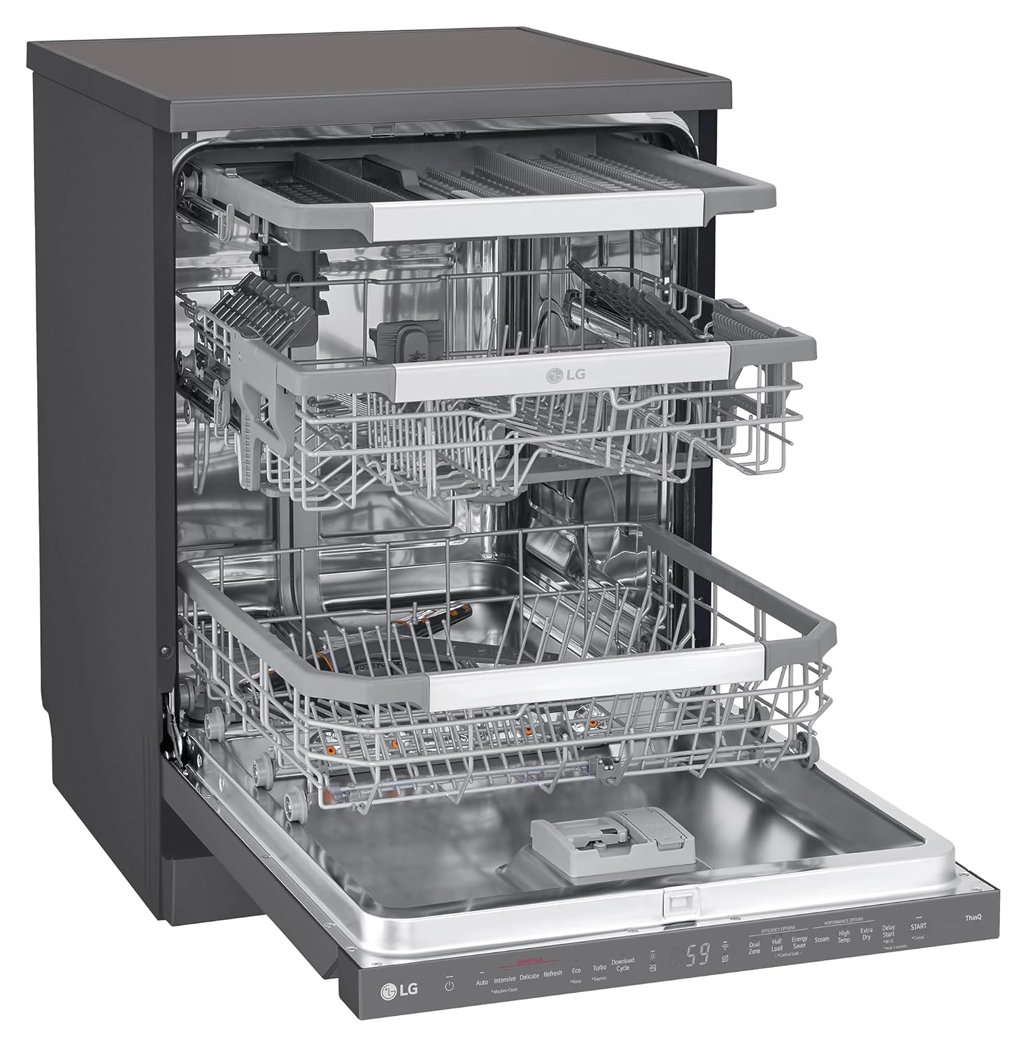 LG DFB335HM 15 Place Settings TrueSteam™ Dishwasher | QuadWash™ | Auto Open Door | Wi-Fi Smart Control | Matte Black LG