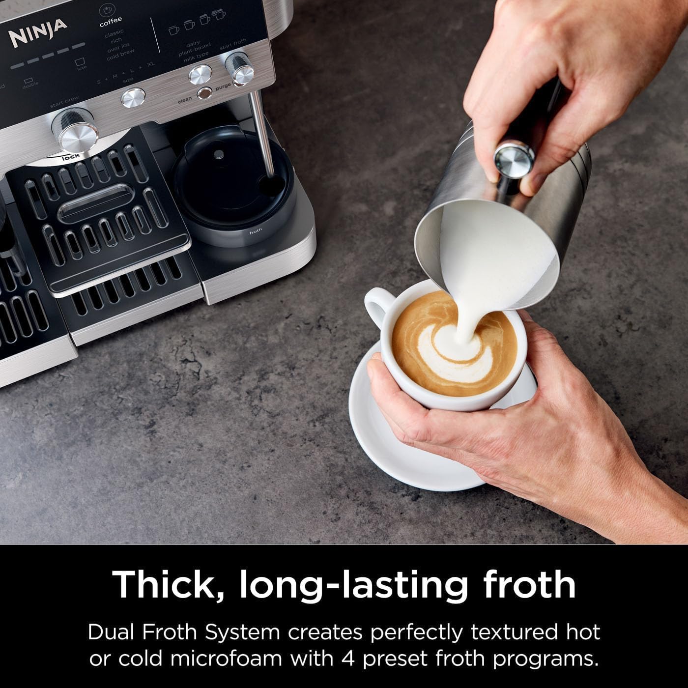 Ninja Luxe Premier ES601EU 3-in-1 Coffee Maker with Grinder and Frother for Latte, Cappuccino, Cold Brew & Espresso, Easy to Use, 4 Presets for Frothing, Silver Mahajan Electronics Online