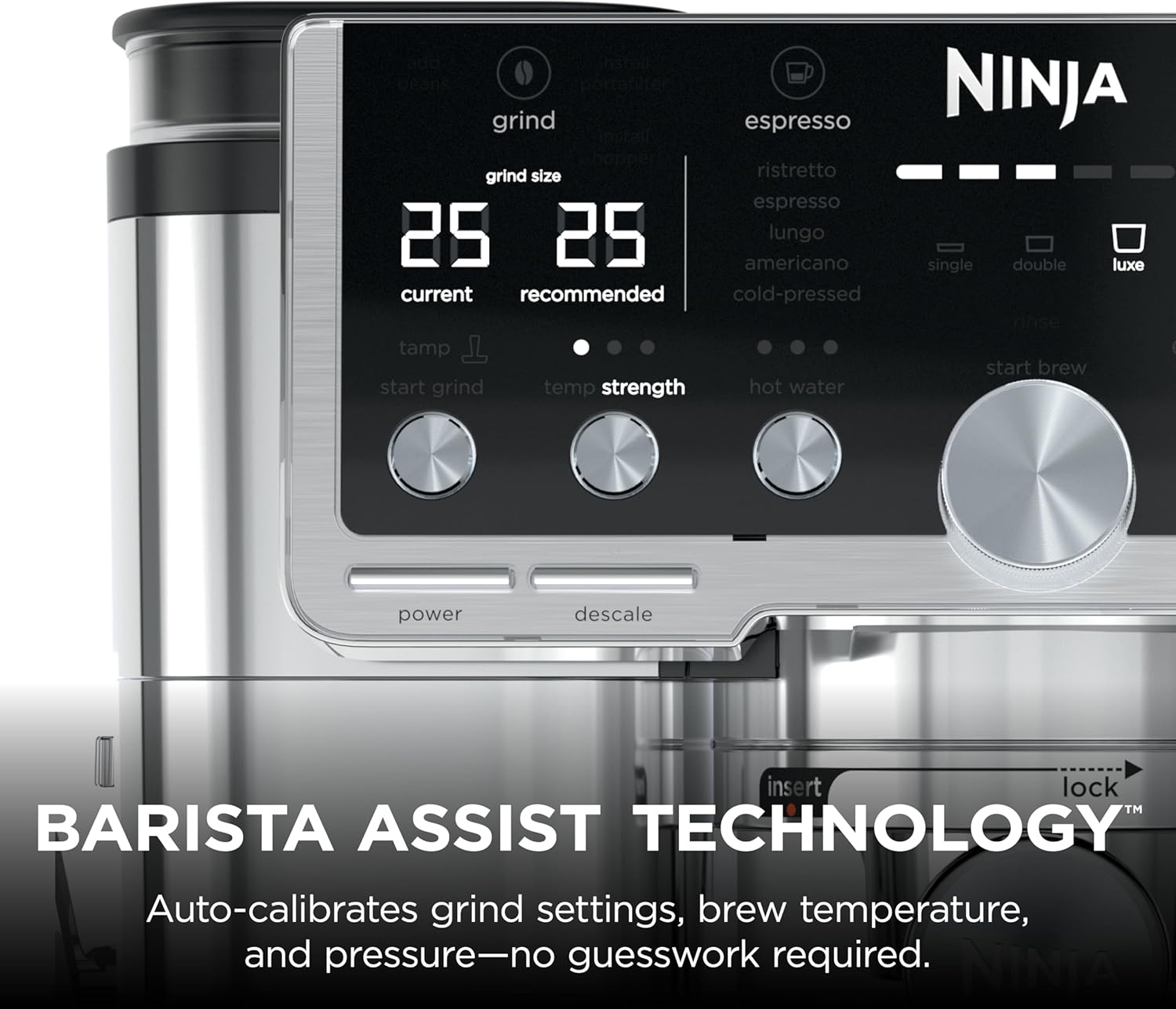 Ninja ES701 Luxe Café Pro Series, Espresso Machine, Drip Coffee, Cold Brew, Hot Water, Integrated Tamper, Built-in Grinder, Hands-Free Frother for Cappuccinos, Lattes, Americanos, Dairy or Non-Dairy Mahajan Electronics Online