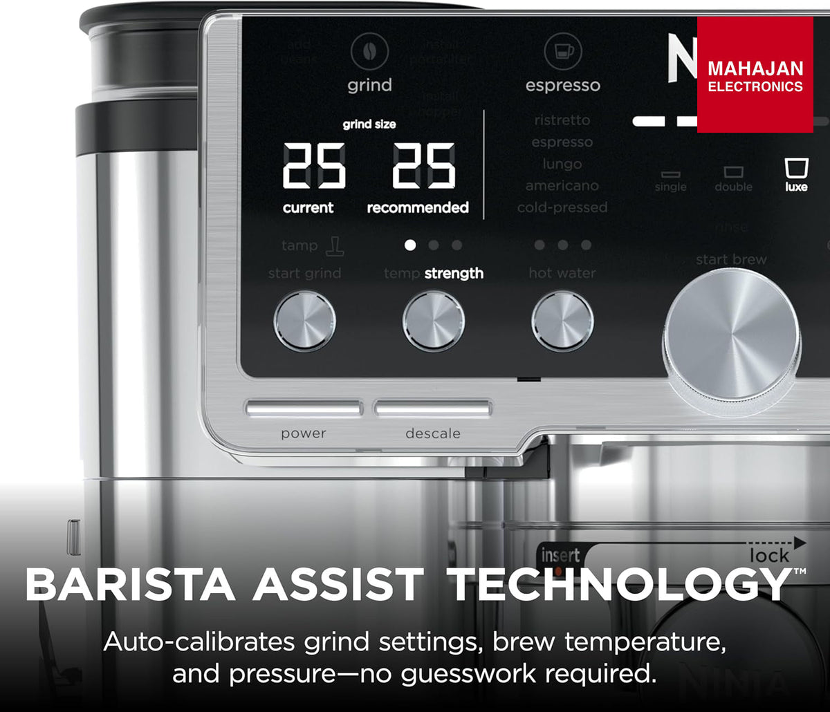 Ninja ES701 Luxe Café Pro Series, Espresso Machine, Drip Coffee, Cold Brew, Hot Water, Integrated Tamper, Built-in Grinder, Hands-Free Frother for – Mahajan Electronics Online.