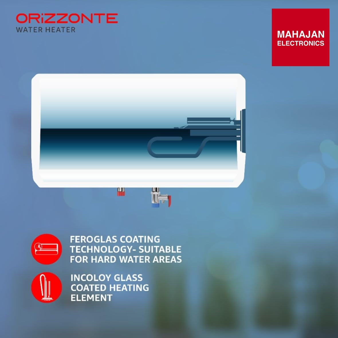Havells Orizzonte 15 L Storage Water Heater with Glass Coated Tank, Digital Display & Remote Control, White – Mahajan Electronics Online.