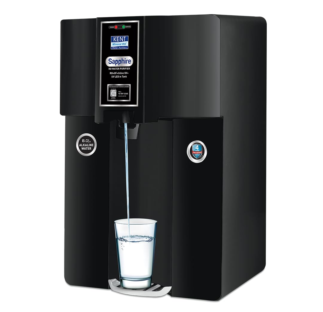 KENT Sapphire-B RO Water Purifier|RO+UF+Inline UV+Alkaline+TDS Control+UV LED in Tank |Fully Automatic On & – Mahajan Electronics Online.