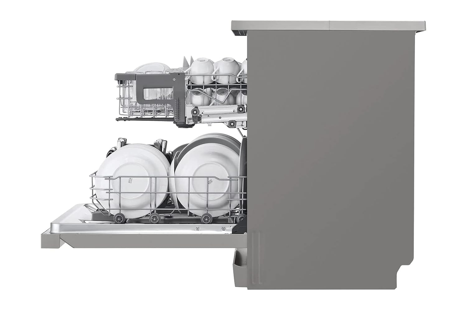 LG DFB532FP 14 Place Setting Freestanding Dishwasher with TrueSteam™, QuadWash™, Inverter Direct Drive & LG ThinQ (Silver, Made for Indian Utensils)