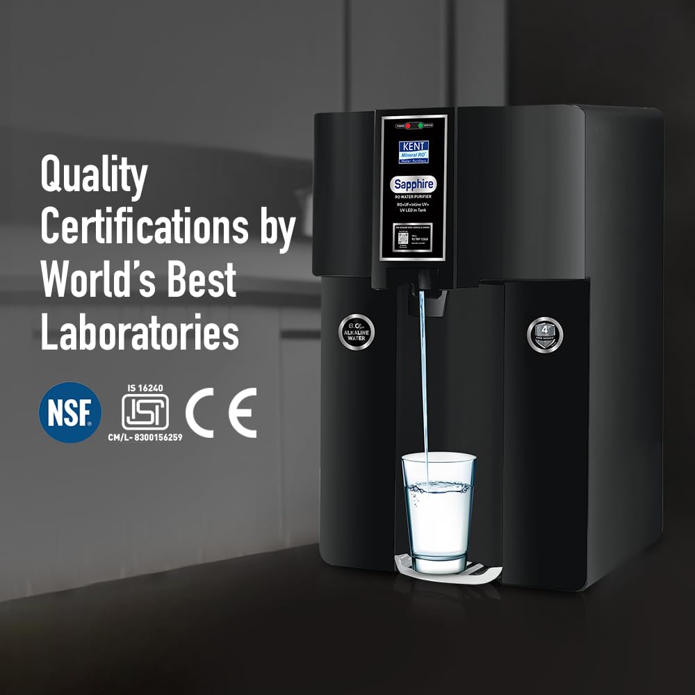 KENT Sapphire-B RO Water Purifier|RO+UF+Inline UV+Alkaline+TDS Control+UV LED in Tank |Fully Automatic On & – Mahajan Electronics Online.