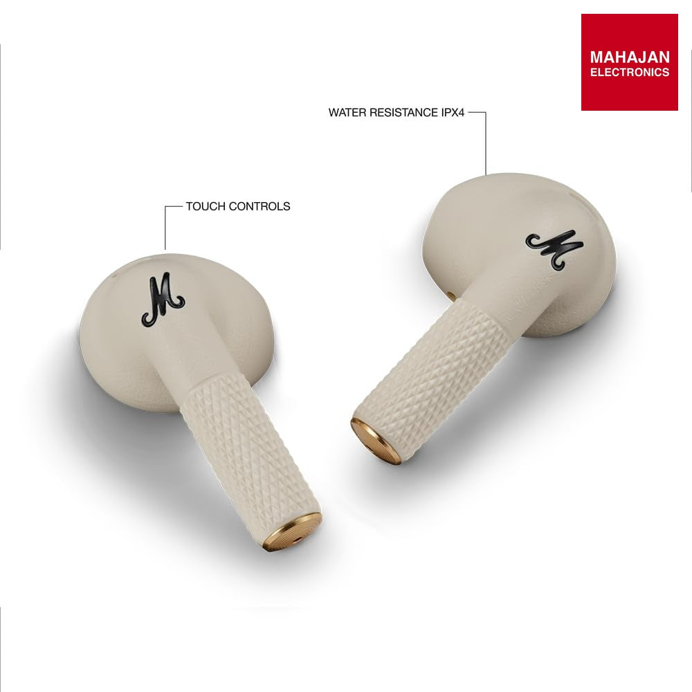 Marshall Minor Iv Wireless in Ear Earbuds with 30+ Hours of Playtime, Water-Resistant, Wireless Charging- Cream – Mahajan Electronics Online.