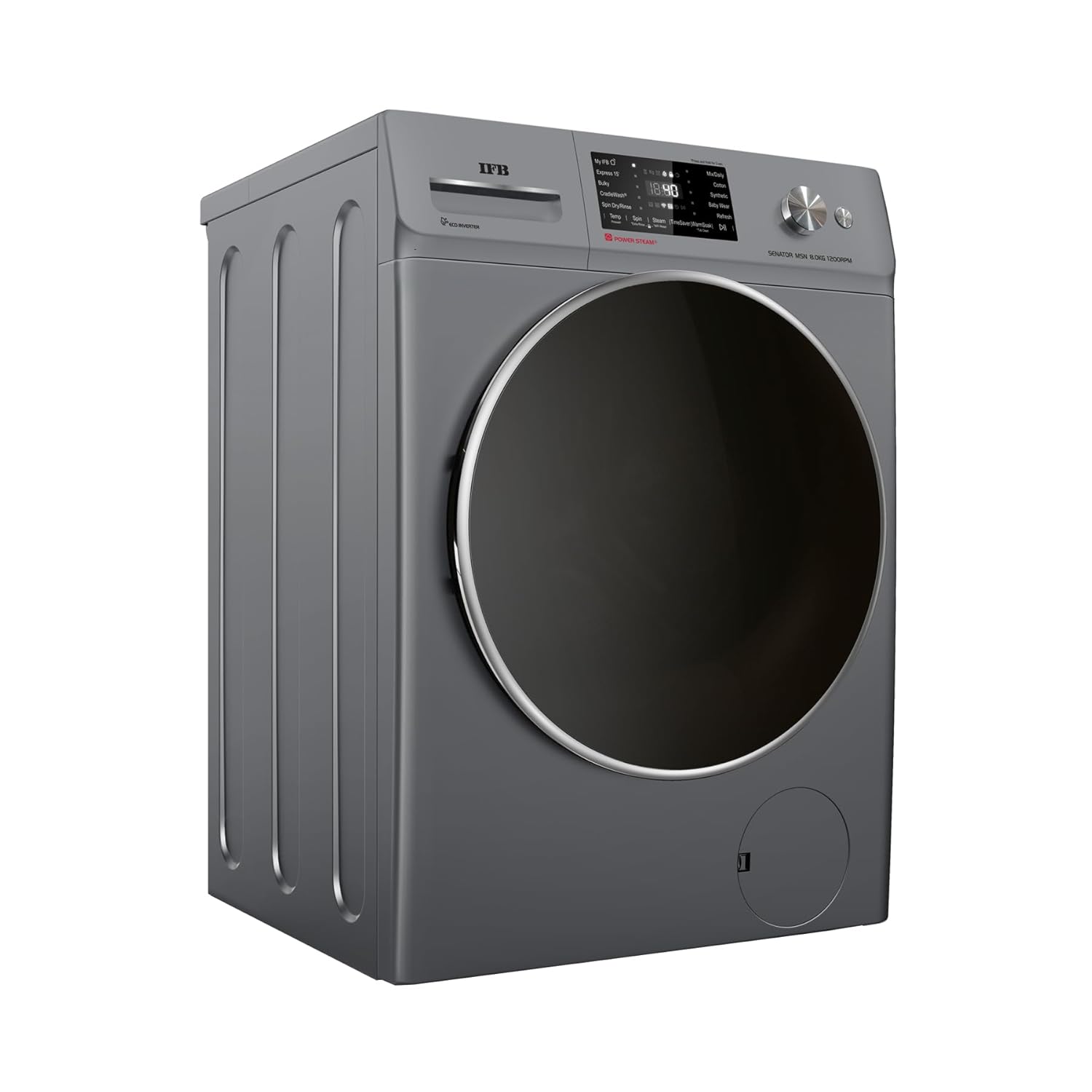 IFB SENATOR MSN 8012K 8 Kg 5 Star Front Load Washing Machine 2X Power Steam (1200 RPM, 2024 Model, Metallic Silver, Touch Control + Knob In-built Heater, 4 years Comprehensive Warranty) Mahajan Electronics online