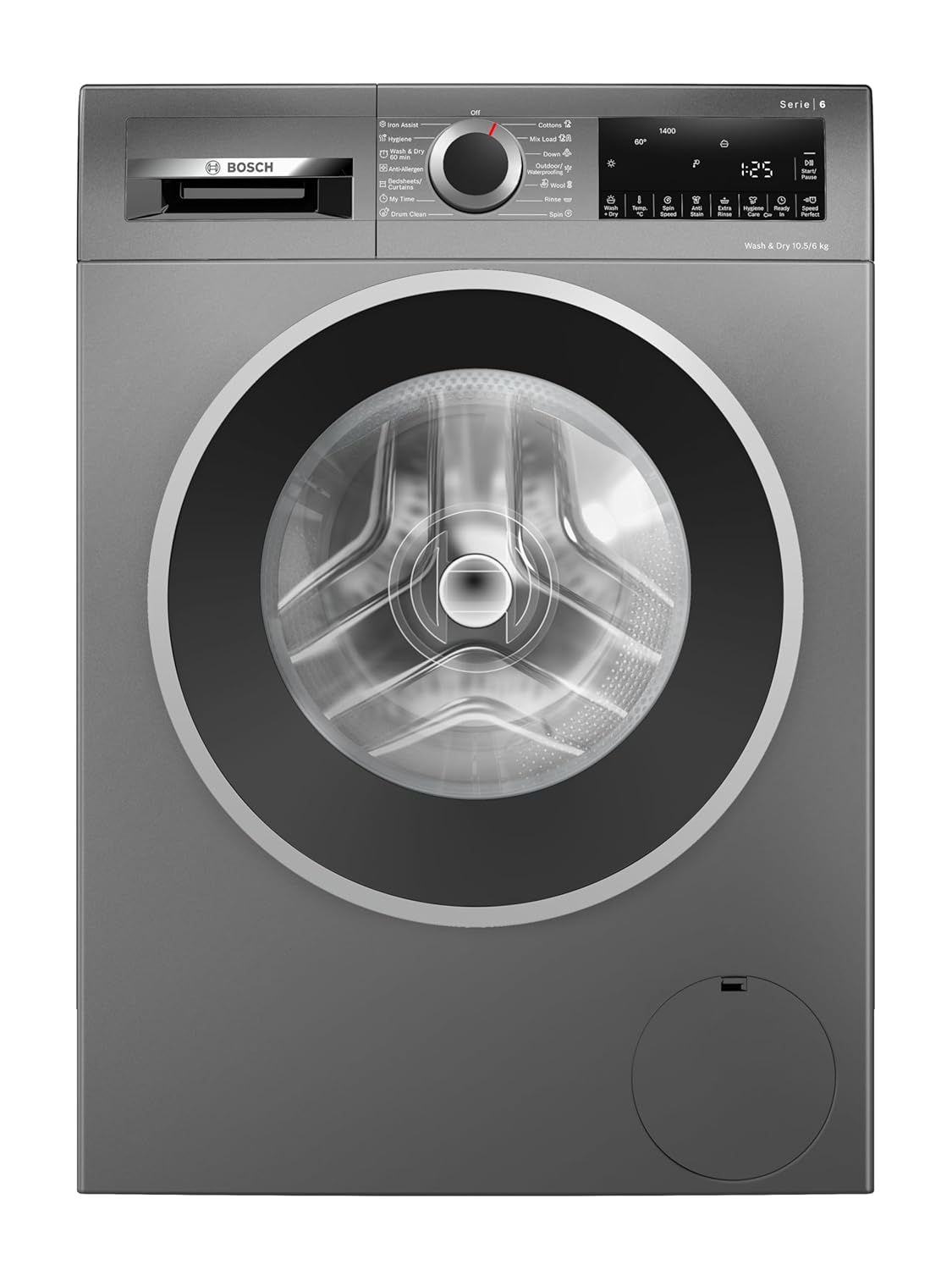 Bosch WNA2E4UCIN 10.5/6 KG Inverter Fully Automatic Front Load Washer Dryer with LED TOUCH DISPLAY (Cast Iron Grey) Mahajan Electronics online