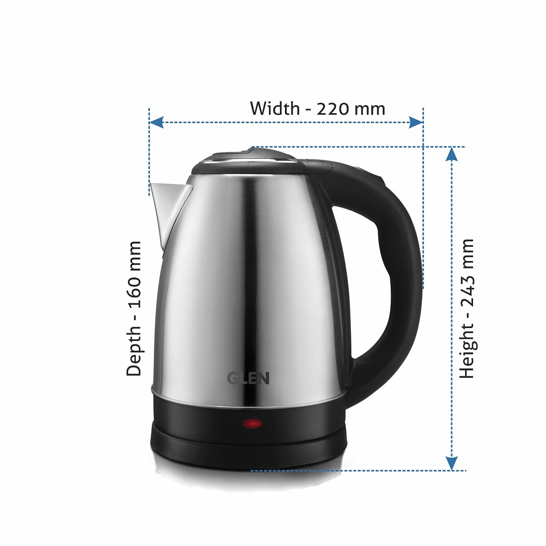 Glen SA9002 1500 Watt Electric Kettle Stainless Steel with 360° Rotational Base 1.8 L, Silver
Mahajan Electronics Online