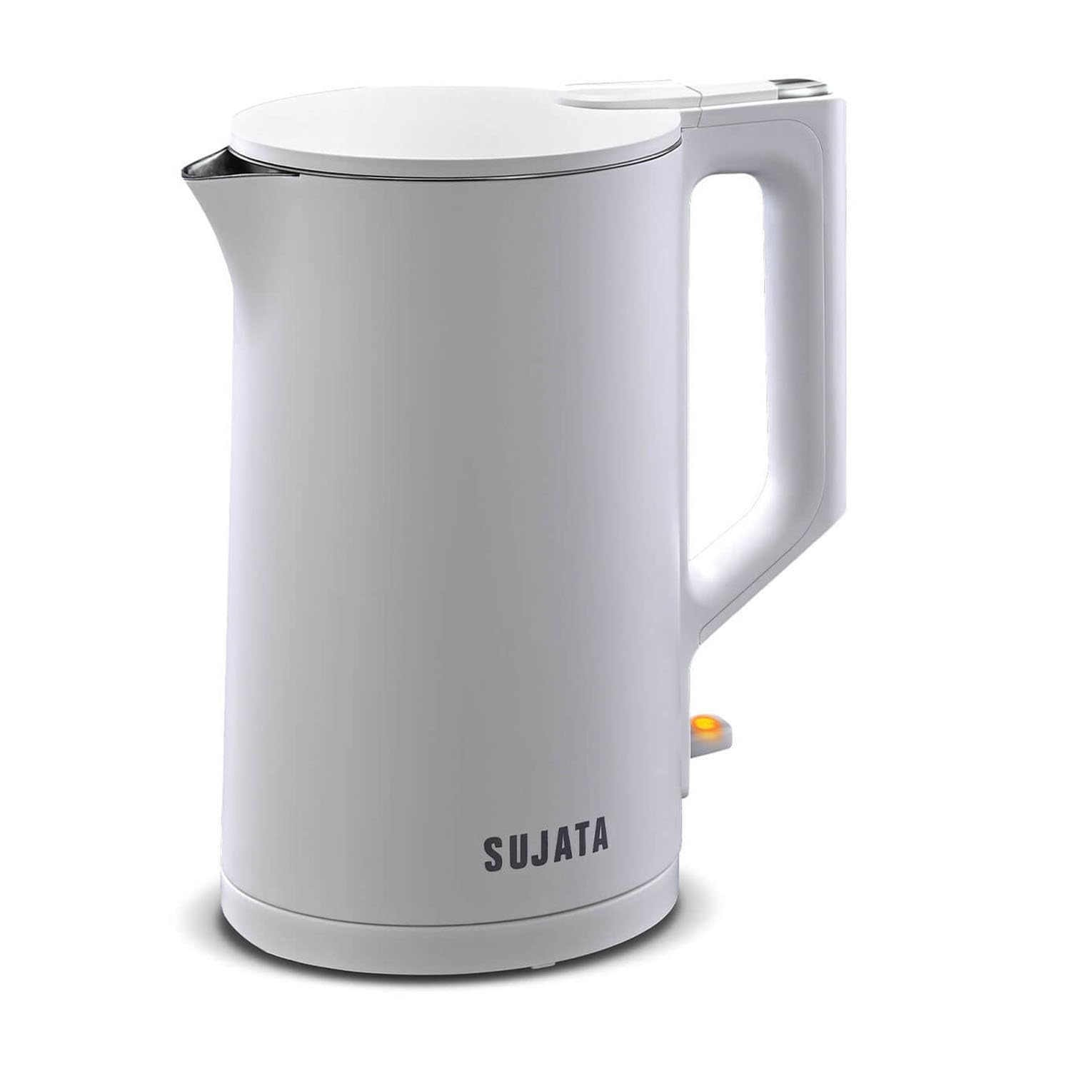 Sujata EK01 1.5 Litre Electric Kettle | 1500W | Stainless Steel | Strix Controller | 3-Way Auto Shut-Off | Cool Touch Body | 360° Swivel Base (White)