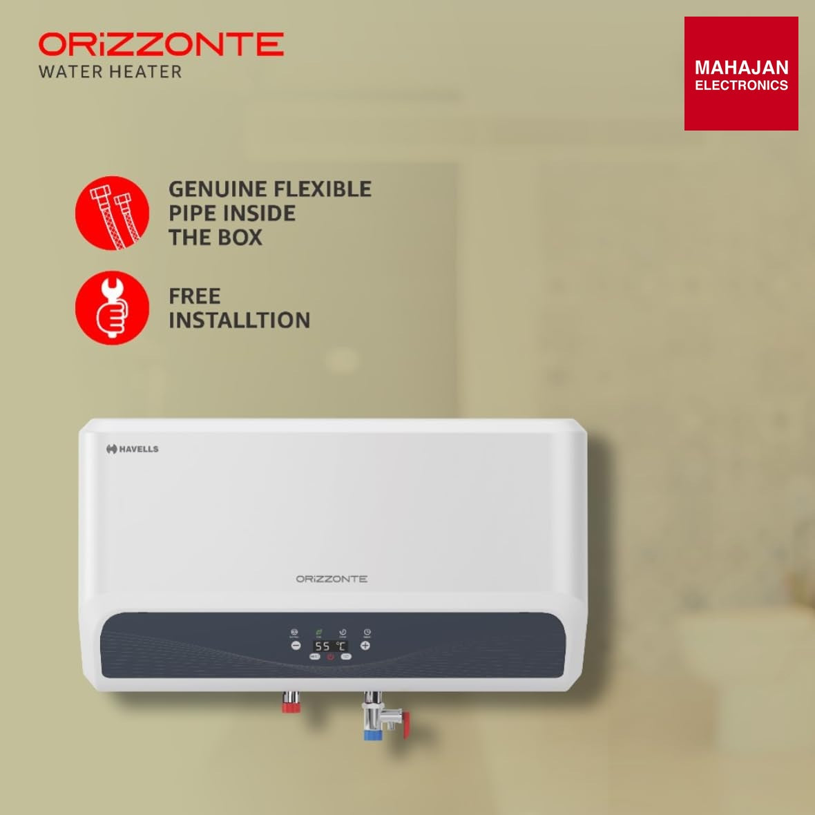 Havells Orizzonte GHWBORSWH025 25 L Storage Water Heater with Glass Coated Tank, Digital Display & Remote (White) – Mahajan Electronics Online.