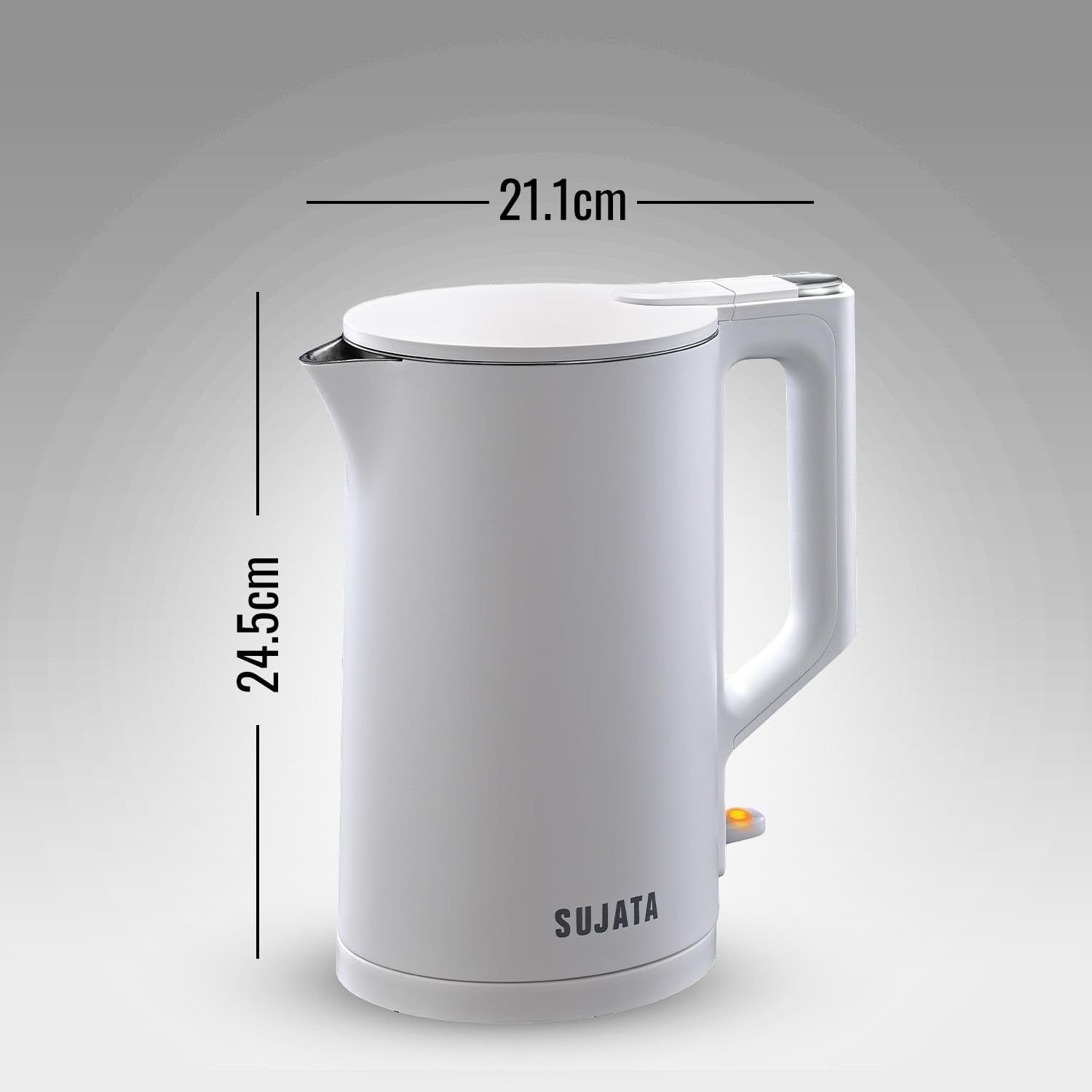 Sujata EK01 1.5 Litre Electric Kettle | 1500W | Stainless Steel | Strix Controller | 3-Way Auto Shut-Off | Cool Touch Body | 360° Swivel Base (White)