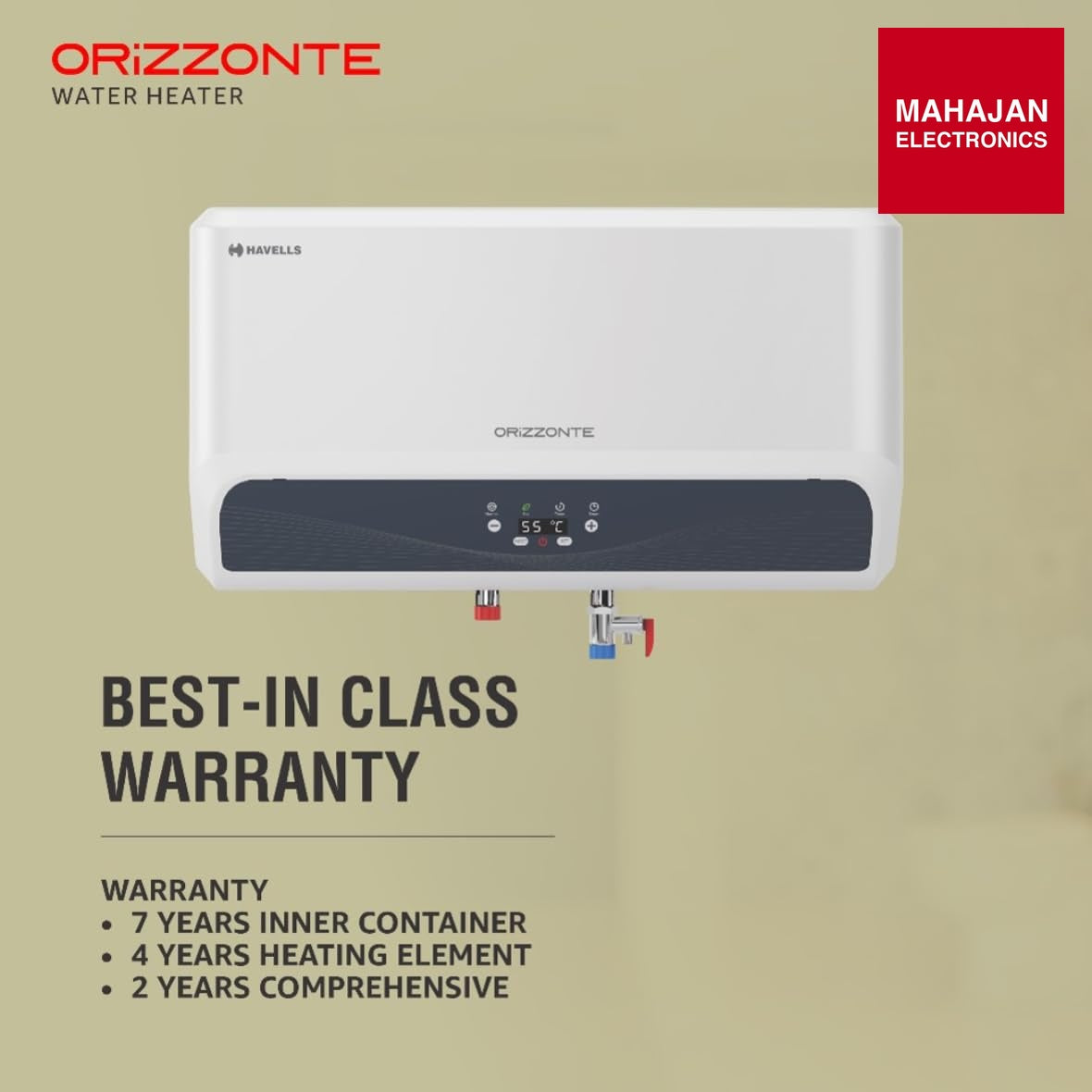 Havells Orizzonte 15 L Storage Water Heater with Glass Coated Tank, Digital Display & Remote Control, White – Mahajan Electronics Online.