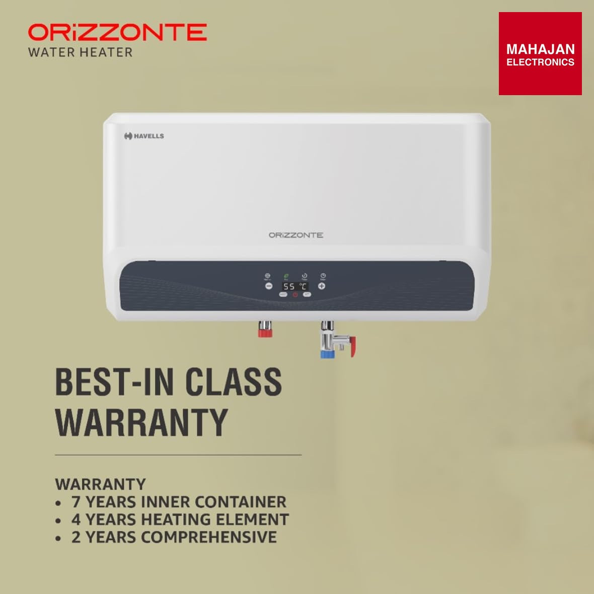 Havells Orizzonte GHWBORSWH025 25 L Storage Water Heater with Glass Coated Tank, Digital Display & Remote (White) – Mahajan Electronics Online.