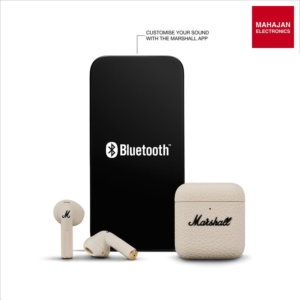 Marshall Minor Iv Wireless in Ear Earbuds with 30+ Hours of Playtime, Water-Resistant, Wireless Charging- Cream – Mahajan Electronics Online.
