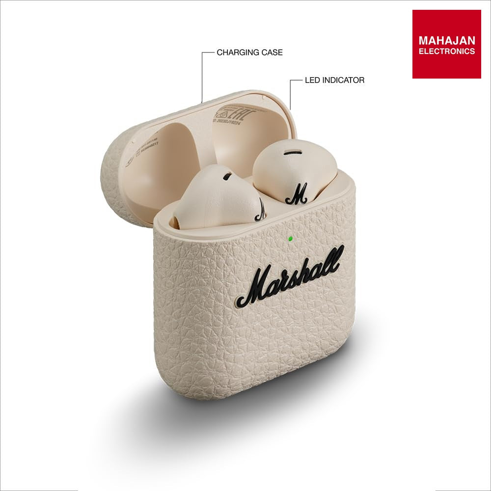 Marshall Minor Iv Wireless in Ear Earbuds with 30+ Hours of Playtime, Water-Resistant, Wireless Charging- Cream – Mahajan Electronics Online.