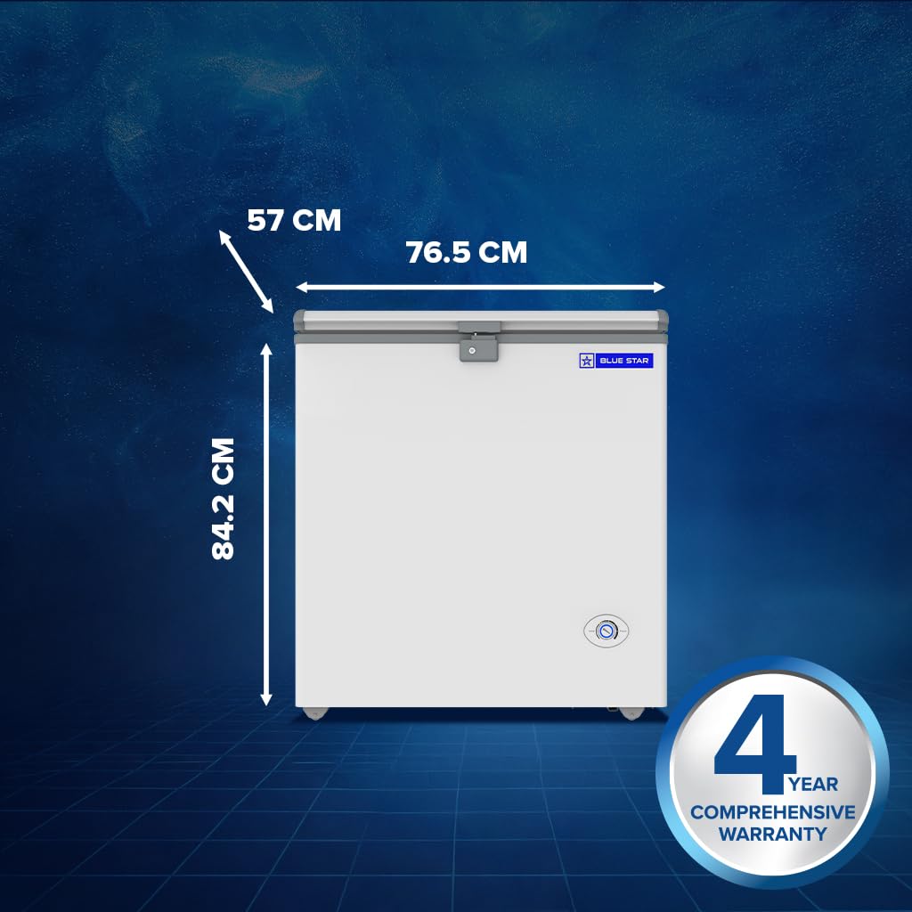 Blue Star HT3-N180, 180 Liter Hard Top Single Door Deep Freezer (161 Liter, White, 3-star mahajan electronics online