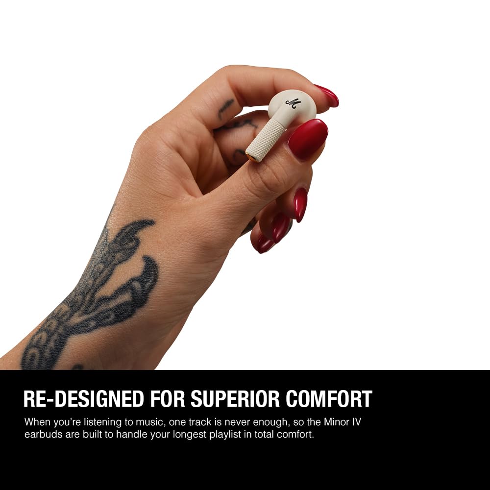 Marshall Minor Iv Wireless in Ear Earbuds with 30+ Hours of Playtime, Water-Resistant, Wireless Charging- Cream – Mahajan Electronics Online.