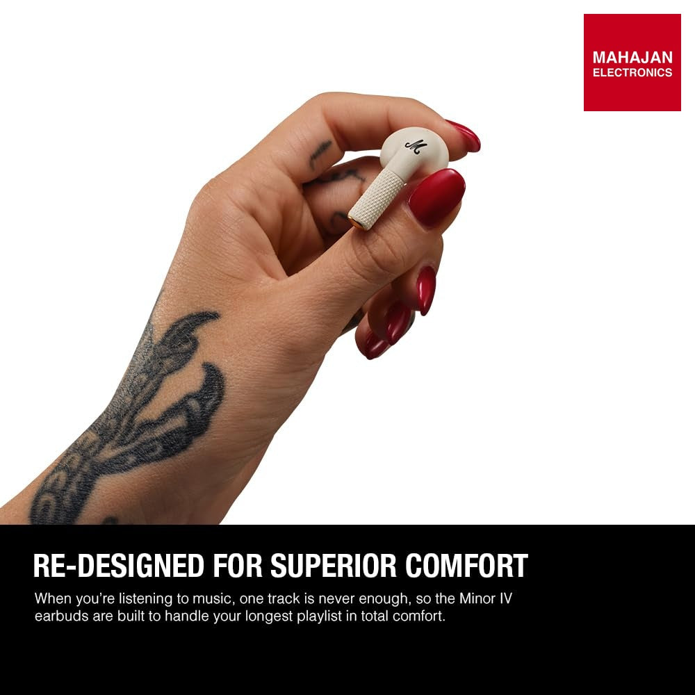 Marshall Minor Iv Wireless in Ear Earbuds with 30+ Hours of Playtime, Water-Resistant, Wireless Charging- Cream – Mahajan Electronics Online.