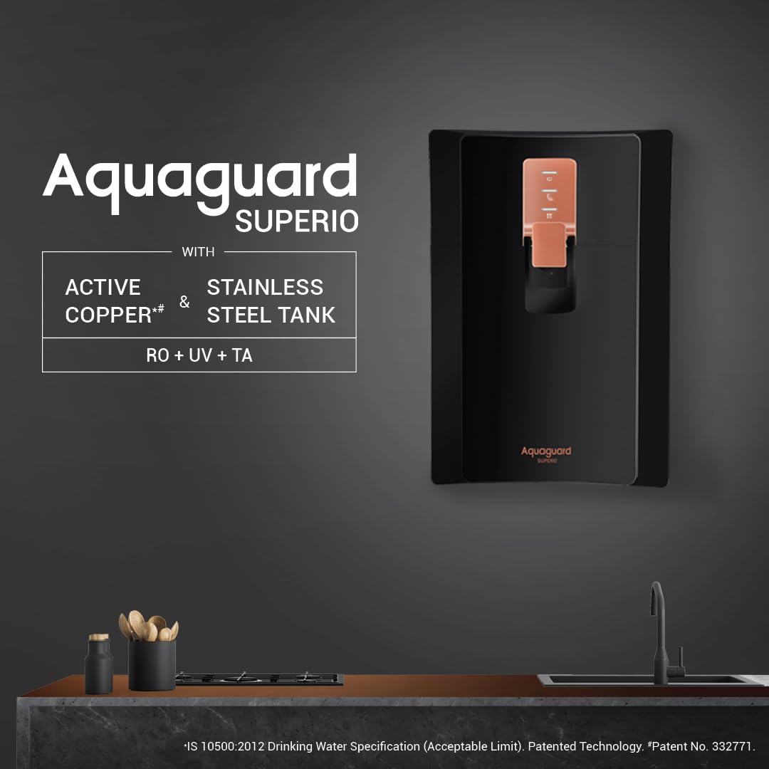 Aquaguard Superio WS RO+UV+SS Water Purifier with Patented Active Copper Technology & Stainless Steel Tank | Suitable for Borewell/Tanker/Municipal Water | GWPDSPRRS03B00 Mahajan Electronics Online