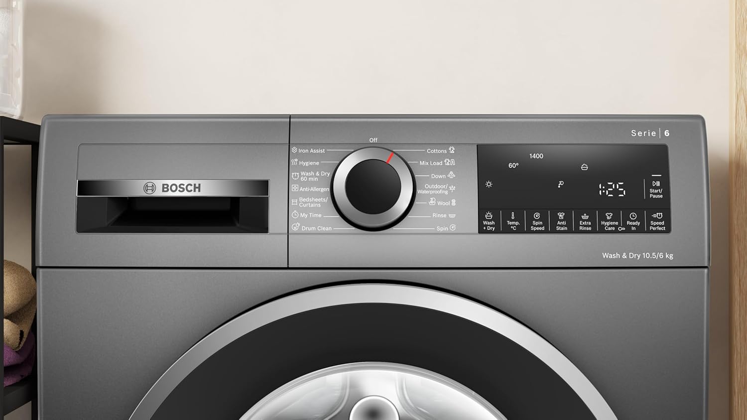 Bosch WNA2E4UCIN 10.5/6 KG Inverter Fully Automatic Front Load Washer Dryer with LED TOUCH DISPLAY (Cast Iron Grey) Mahajan Electronics online