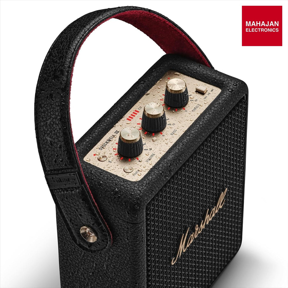 Marshall Stockwell III Portable Bluetooth Speaker with 40+ Hours of Playtime, (360° True Stereophonic Sound), IP55 Dust & Water Resistant, M Button for Presets – Mahajan Electronics Online.