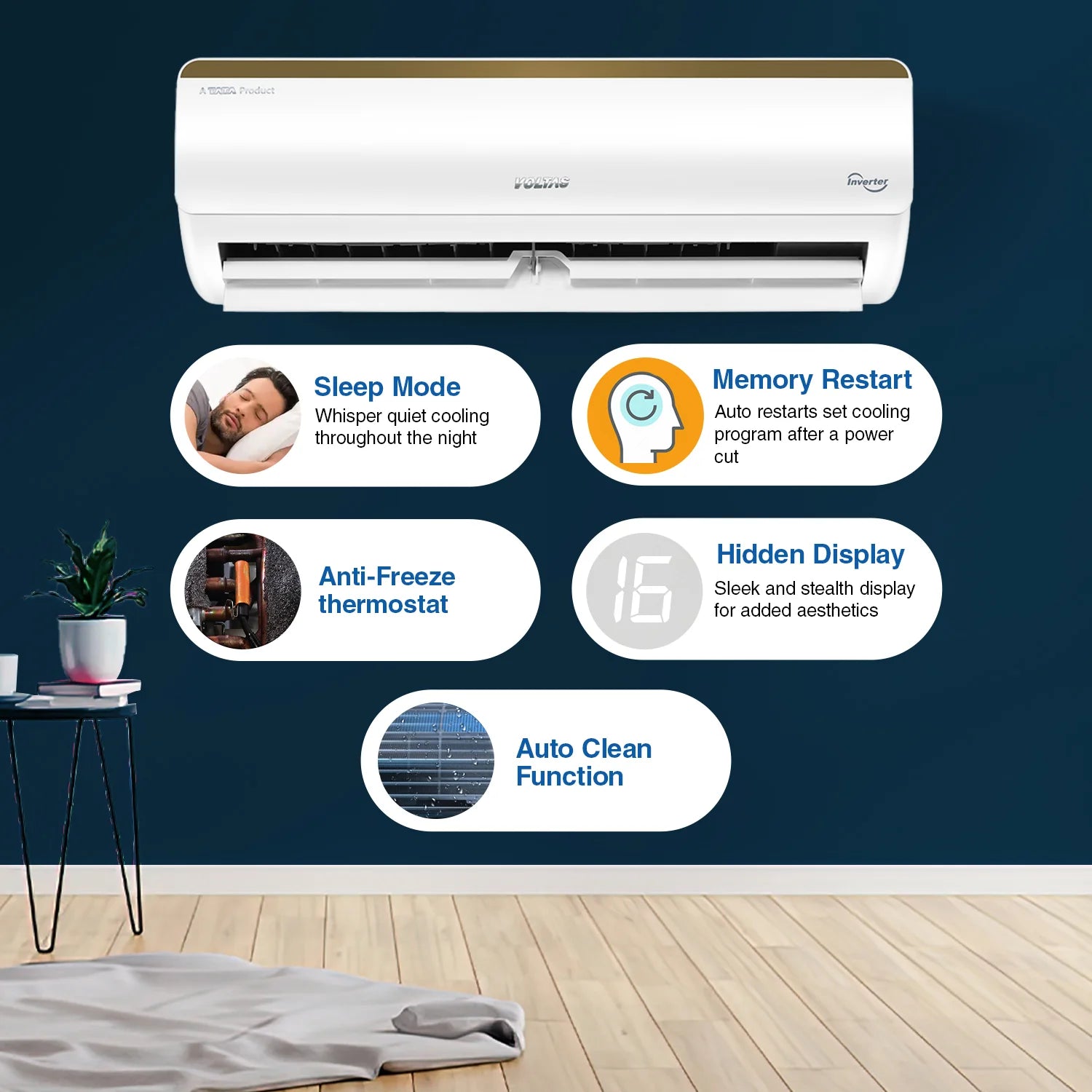 Voltas 183V Vertis Smart Elite Gold SmartAir Inverter AC, 1.5 Ton, 3 Star Mahajan Electronics Online