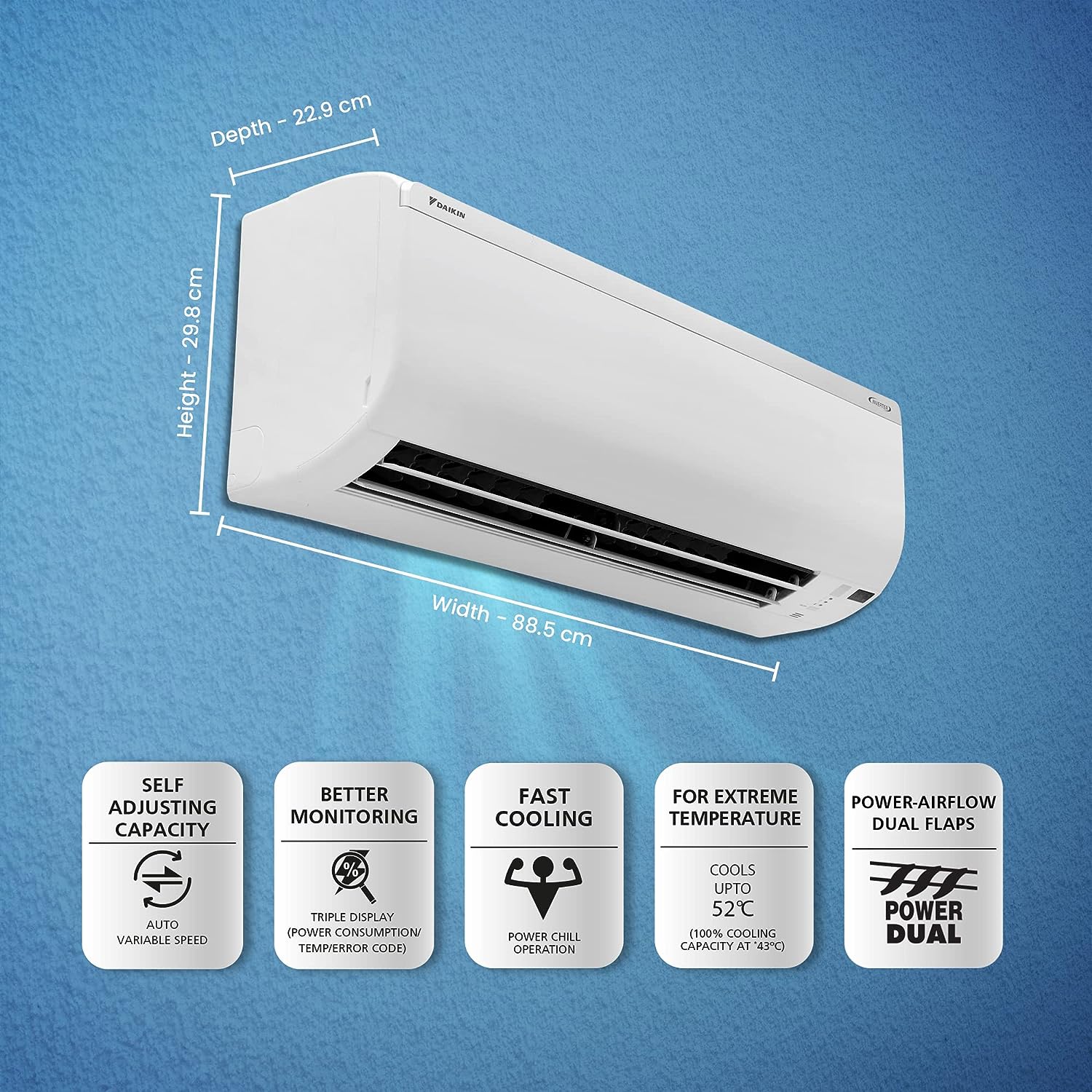 Daikin FTKY50UV16V39 1.5 Ton 3 Star Inverter with Display Split AC (Copper, PM 2.5 Filter, White)2024 Mahajan Electronics Online
