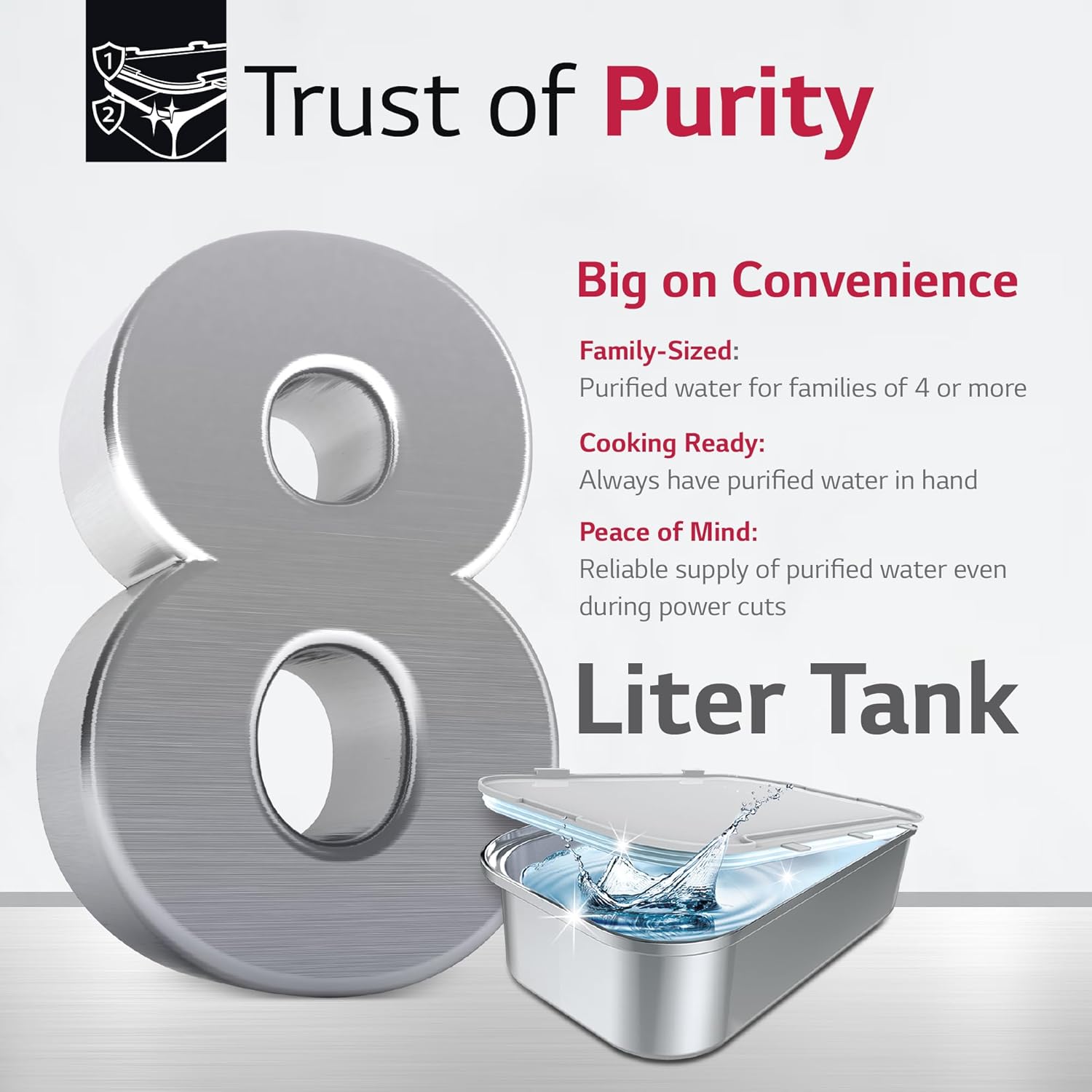 LG WW132NF RO Water Purifier | 8L Storage Airtight Stainless Steel Tank | Multi Stage Filtration | Wall Mount | Suitable for all Water Sources, Black Mahajan Electronics Online