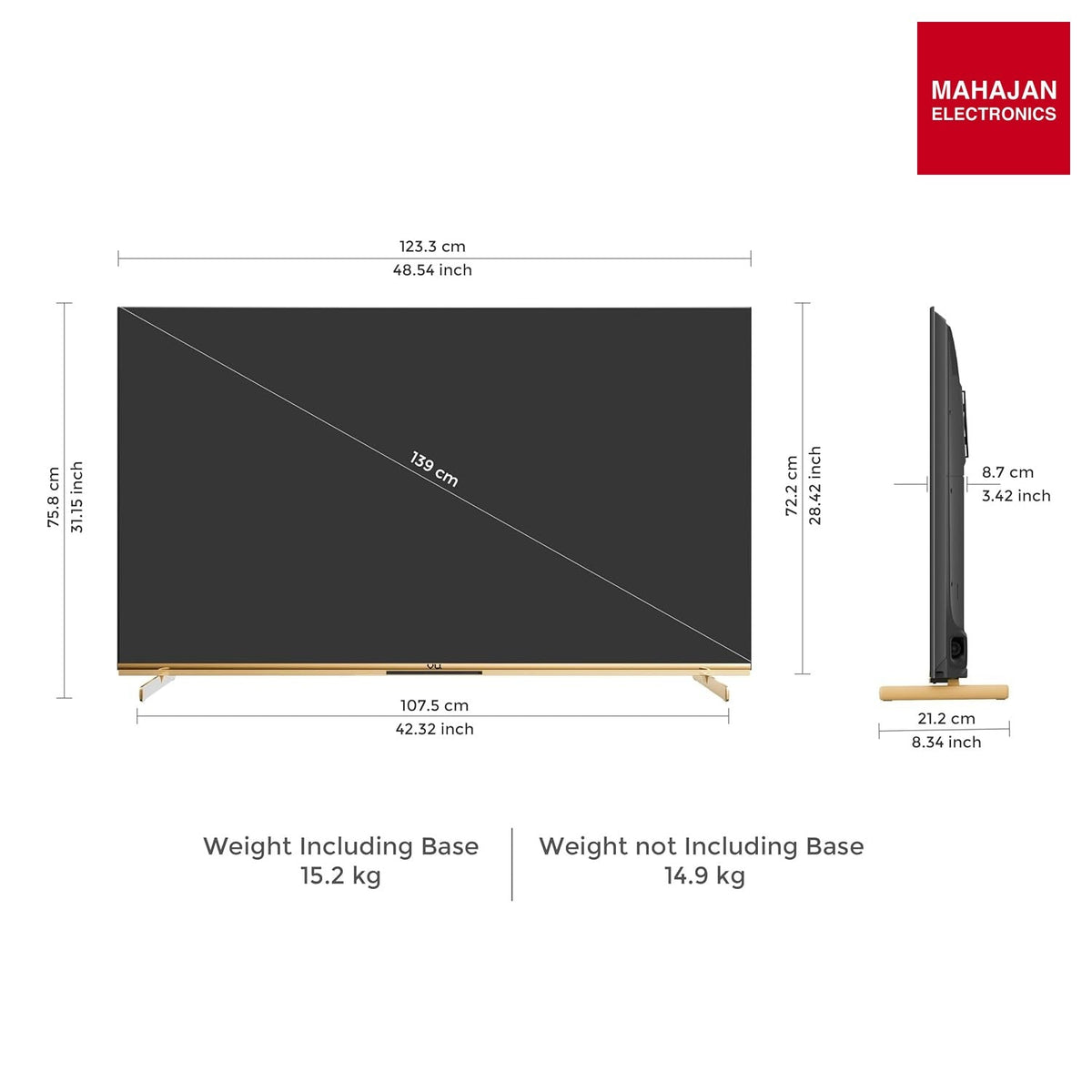 Vu 55 Masterpiece 55 Inch (139 cm) 4K QLED Google TV, Masterpiece Frame Series with 144Hz (Armani Gold) – Mahajan Electronics Online.