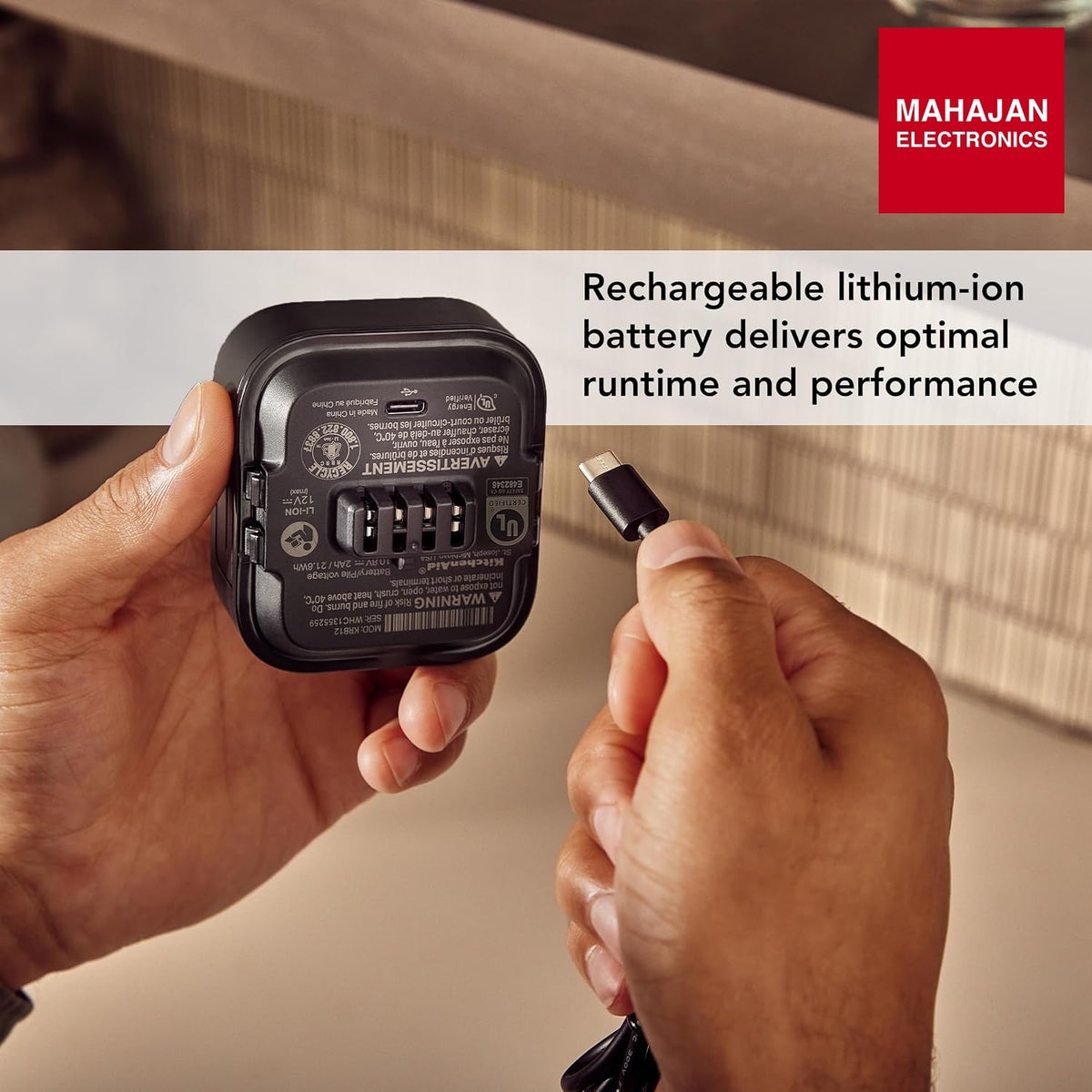 KitchenAid Go Cordless 5KRB12A 10.8V MAX Lithium Ion Battery, Compatible with All KitchenAid Go Cordless Appliances, Battery Indicator Light – Mahajan Electronics Online.