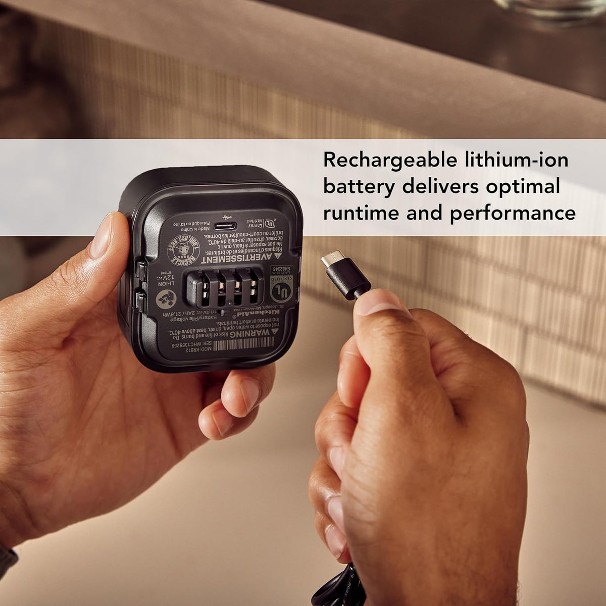 KitchenAid Go Cordless 5KRB12A 12V MAX Lithium Ion Battery, Compatible with All KitchenAid Go Cordless Appliances, Battery Indicator Light KitchenAid