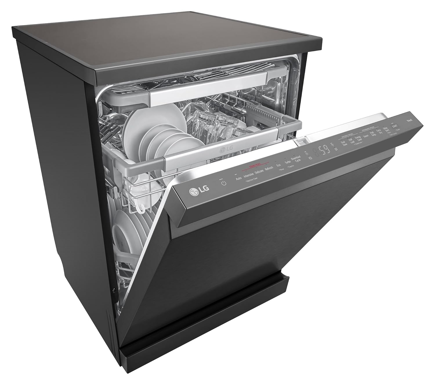LG DFB335HM 15 Place Settings TrueSteam™ Dishwasher | QuadWash™ | Auto Open Door | Wi-Fi Smart Control | Matte Black LG