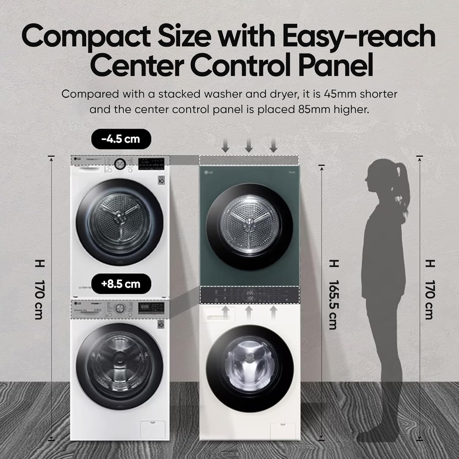 LG FWT1310BG WashTower 13 Kg /10 Kg with AI Direct Drive & DUAL Inverter Heat Pump, Fully Automatic Front Load Washing Machine and Dryer with Wi Fi & Central Control Panel Mahajan Electronics online