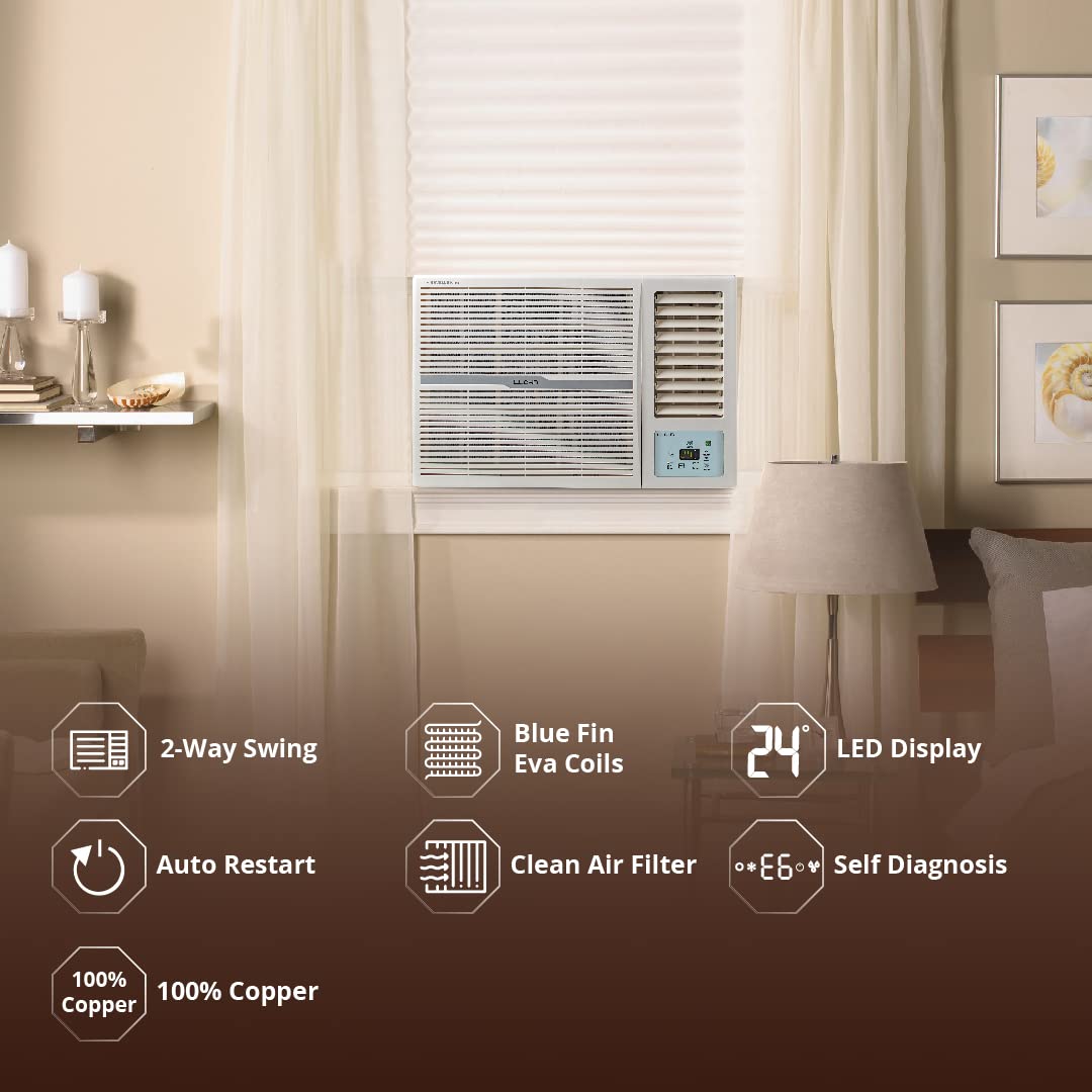 Lloyd GLW12C2YWSEW 1.0 Ton 2 Star Fixed Speed Window AC (Copper, White with Silver Deco Strip, ) Mahajan Electronics Online