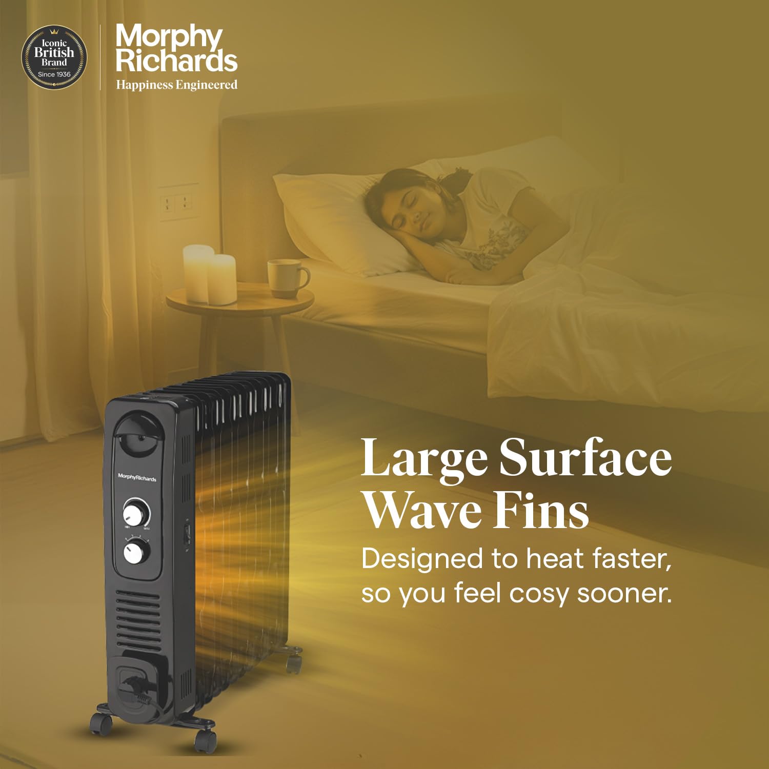 Morphy Richards 13 Fin Heat wave Ofr Room Heater For Home | 2500W Convection Oil Filled Room Heater | 400W Ptc Cermanic Fan Heater | Overheat Protection | 2900 Watts (BLACK) Mahajan Electronics Online