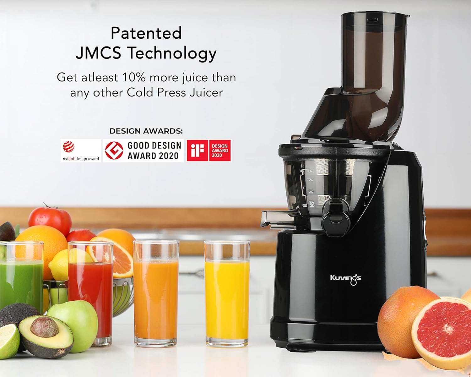 Kuvings B1700 Phantom Black Cold Press Whole Slow Juicer, Patented JMCS Technology for 10% More Juice, All-in-1 Fruit & Vegetable Juicer, 12 Yrs Warranty (Motor), PAN India Services, 240W Strong Motor Mahajan Electronics Online