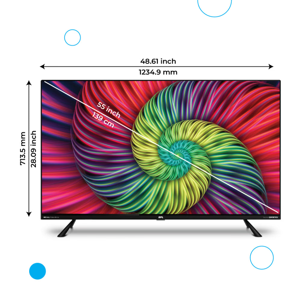 BPL 55QF5540 139.7 cm (55 inch) Goole Smart Onkyo Home Theatre QLED TV, Black Mahajan Electronics Online