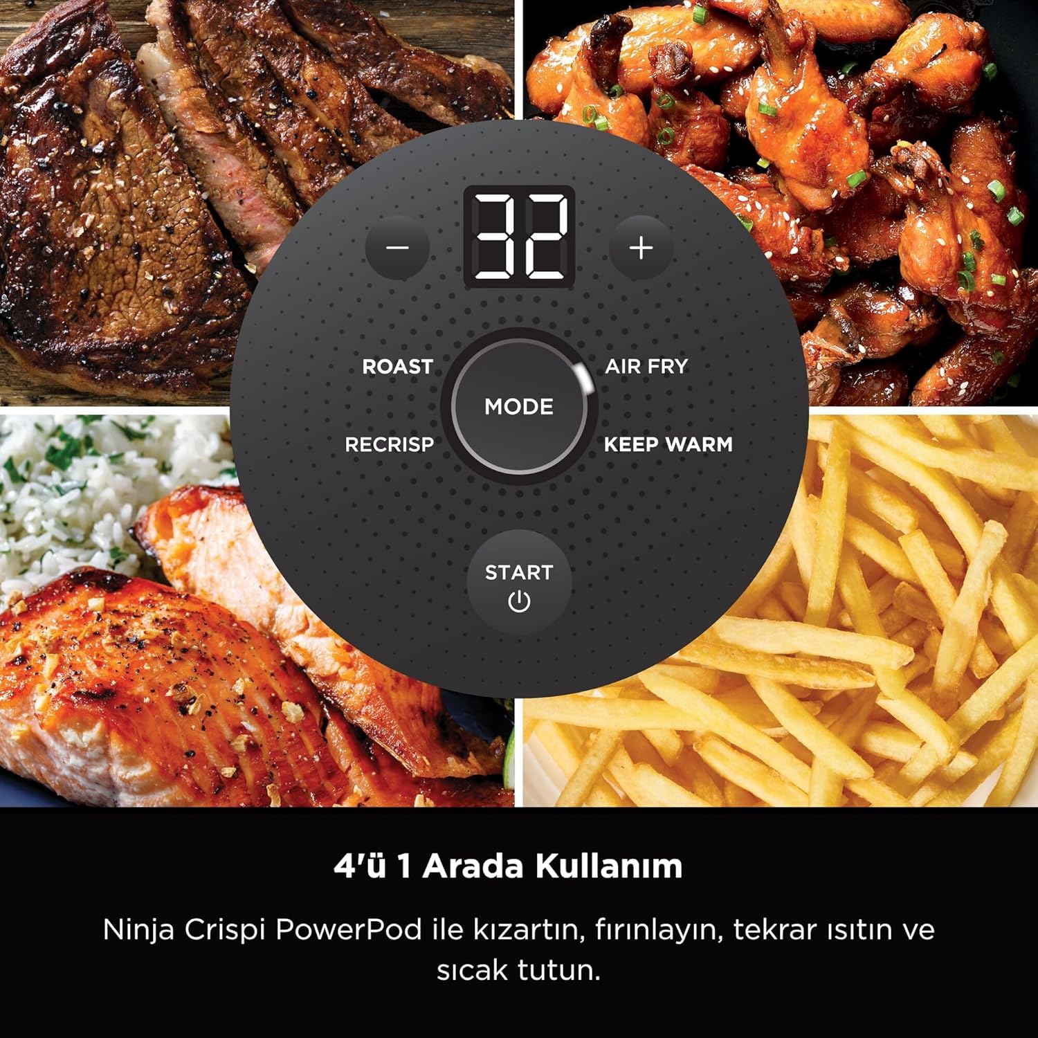 Ninja FN101EUGY CRISPi Portable Air Fryer, 3.8 L, 4-in-1: Airfry, Roasting, Keeping Warm, Crispy Warming, Space-Saving Compact Design, 2 Removable Glass Trays & Lids, 1700 W, Grey Ninja