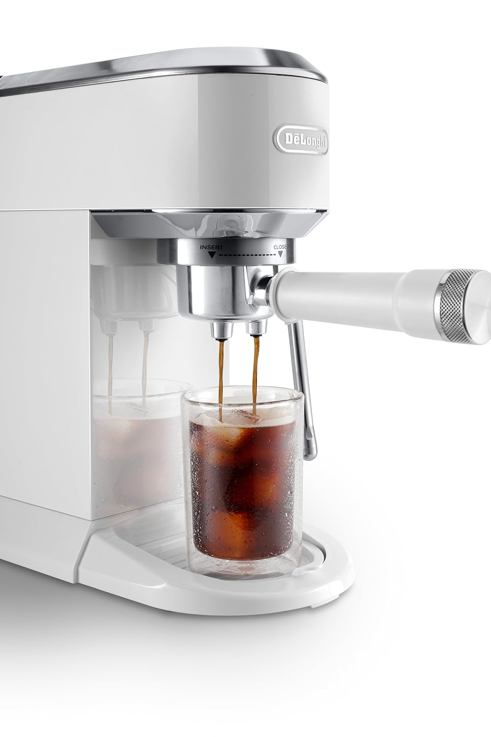 DeLonghi Dedica EC890.WI Compact Espresso machine - Stainless Steel Coffee Maker with Milk Frother Steam Wand- for Espresso, Cold brew, Hot and Iced Coffee, Cappuccinos, Latte and more (white) Mahajan Electronics Online