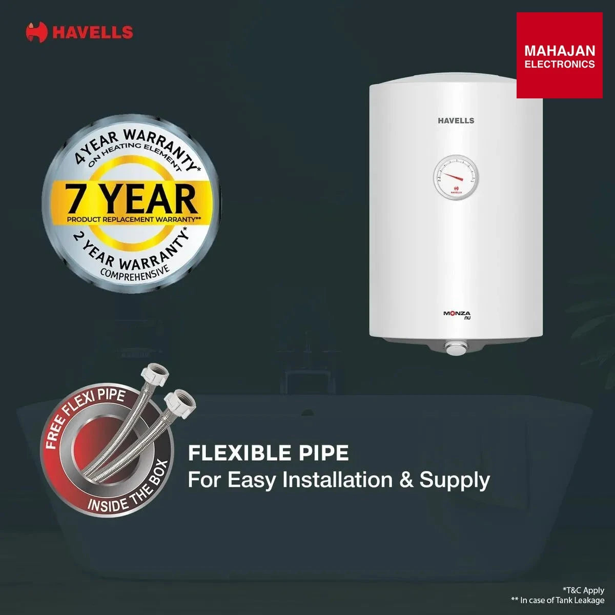 Havells Monza Nu 100 Liter Storage Water Heater (Geyser) GHWAMUSWH100 HAVELLS – Mahajan Electronics Online.