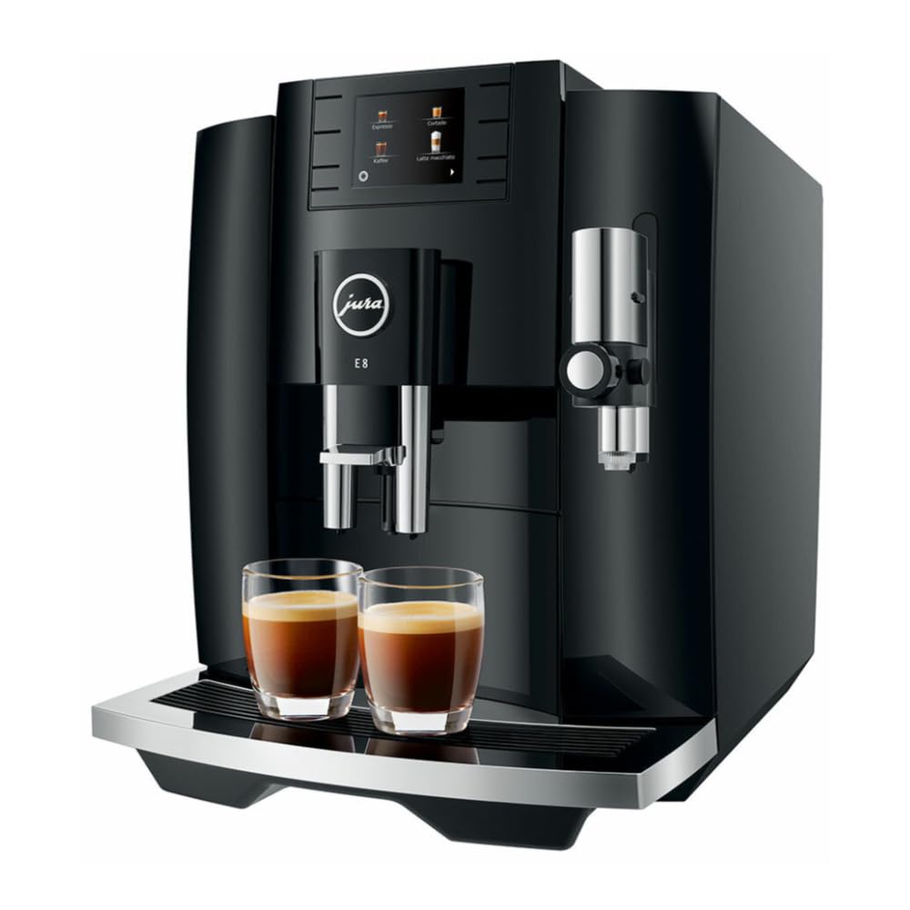 Jura E8 Automatic Coffee Machine (15270, Piano Black) Bundle with Glass Milk Container (2 Items) Mahajan Electronics Online