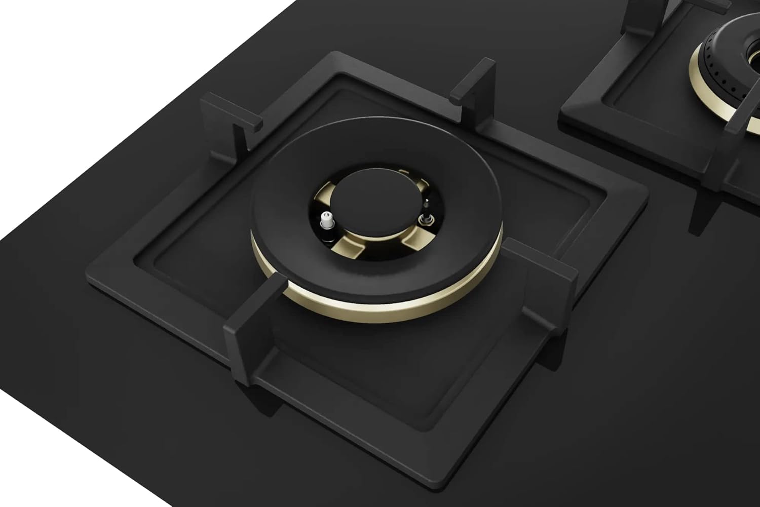 Bosch PNF9B6G20I Built in Gas Hob Black Tempered glass Glass 4 Burner Auto Ignition 90 cm Full Brass 3D Ring Burners with Matt Black Heat Shields & Cast Iron pan supports Mahajan Electronics Online