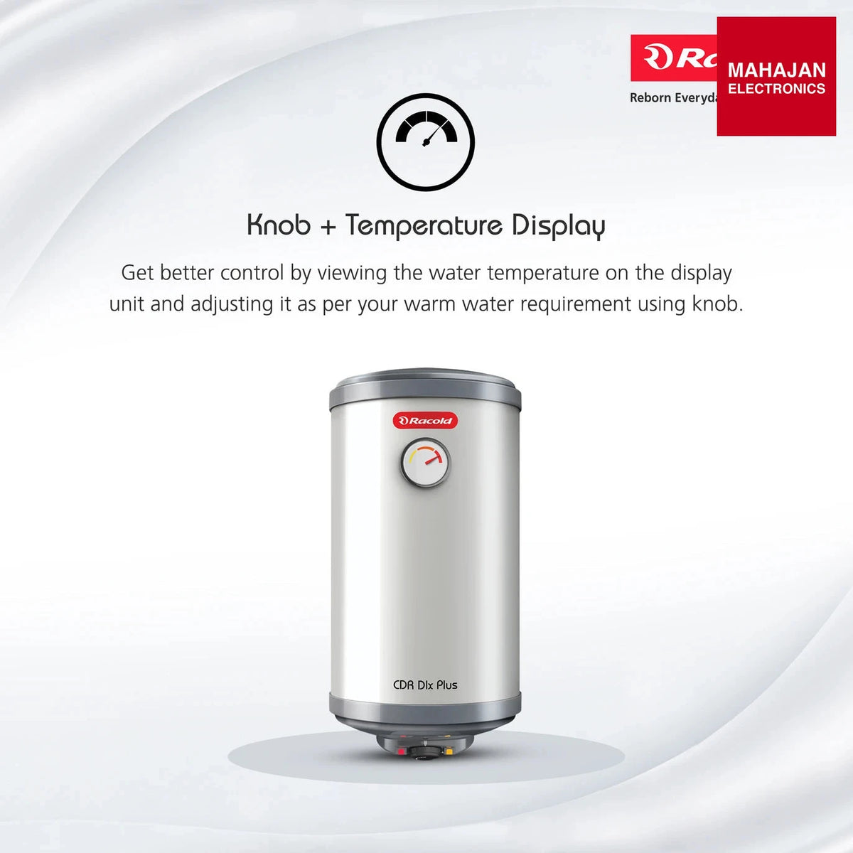 Racold CDR DLX Plus 25L 5 Star Storage Water Geyser – Titanium Plus Tank, Fast Heating, Vertical Mount Racold – Mahajan Electronics Online.