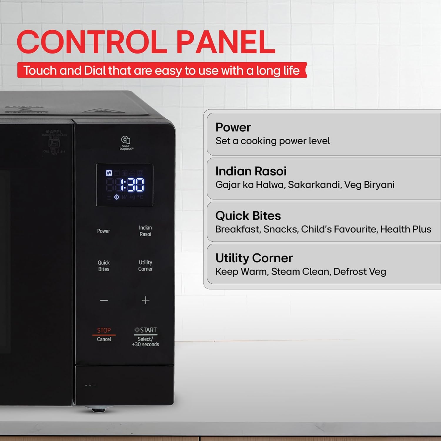 LG 30 L Solo Microwave Oven (MS3032BK, Black, 44 Auto Cook Menu, Steam Clean, Anti-bacterial cavity) Mahajan Electronics Online