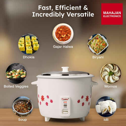 Prestige PRWO 1.8 L 700 W Electric Rice Cooker with Cool-Touch Body & Detachable Power Cord, White – Mahajan Electronics Online.