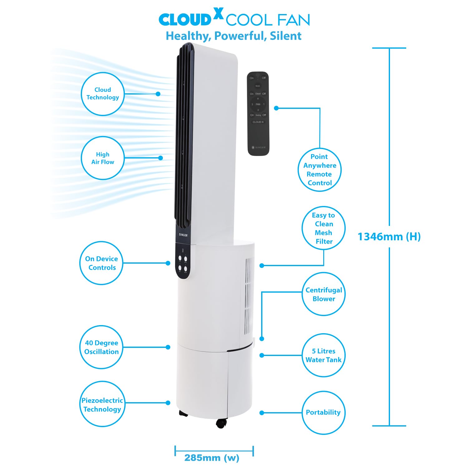 SINGER Cloudx Cool Fan with Cloud Technology | Silver Coated Mesh Filter | Quite Mode Mahajan Electronics Online