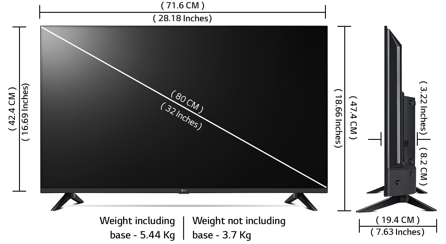 LG 32LQ643BPTA 80 cm (32 inches) HD Ready Smart LED TV (Black)
