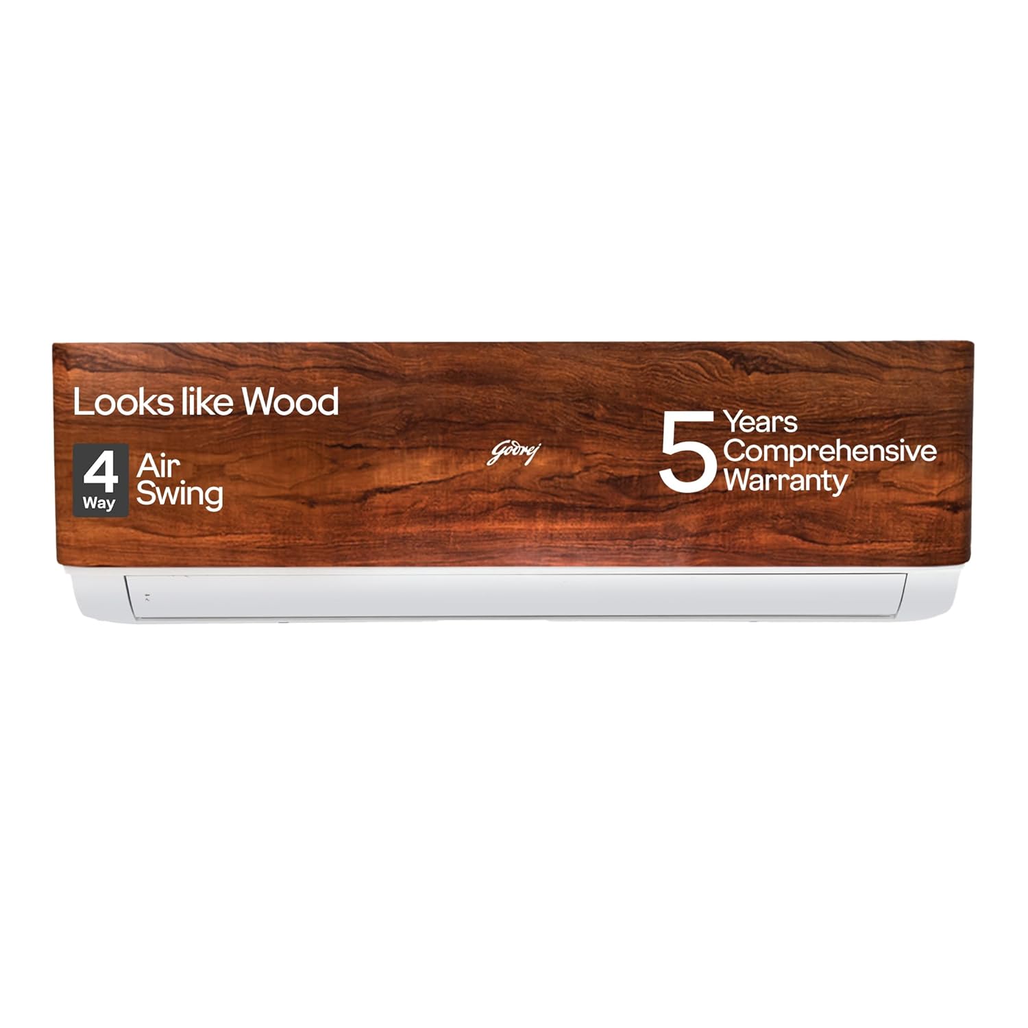 Godrej SIC 18VTC3 WYB TK 1.5 Ton 3 Star, 5 Years Comprehensive Warranty, 5-In-1 Convertible Cooling, Wood Finish, Inverter Split AC (Copper, 4 Way Air Swing, AC 1.5T Teak Wood)