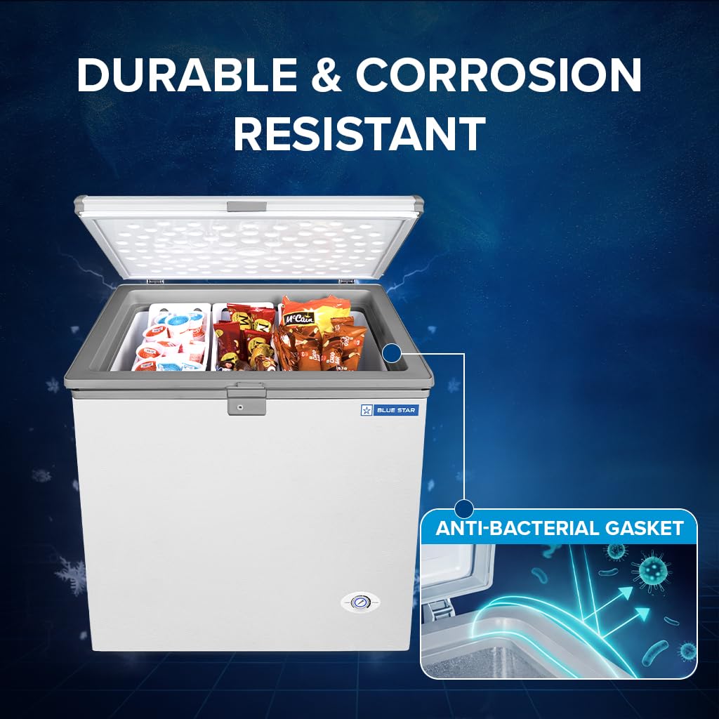 Blue Star HT3-N180, 180 Liter Hard Top Single Door Deep Freezer (161 Liter, White, 3-star mahajan electronics online